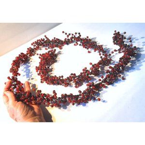 POTTERY BARN Pepperberry Garland Wired 5' Red Glass Lobster Clasp Pre-Owned